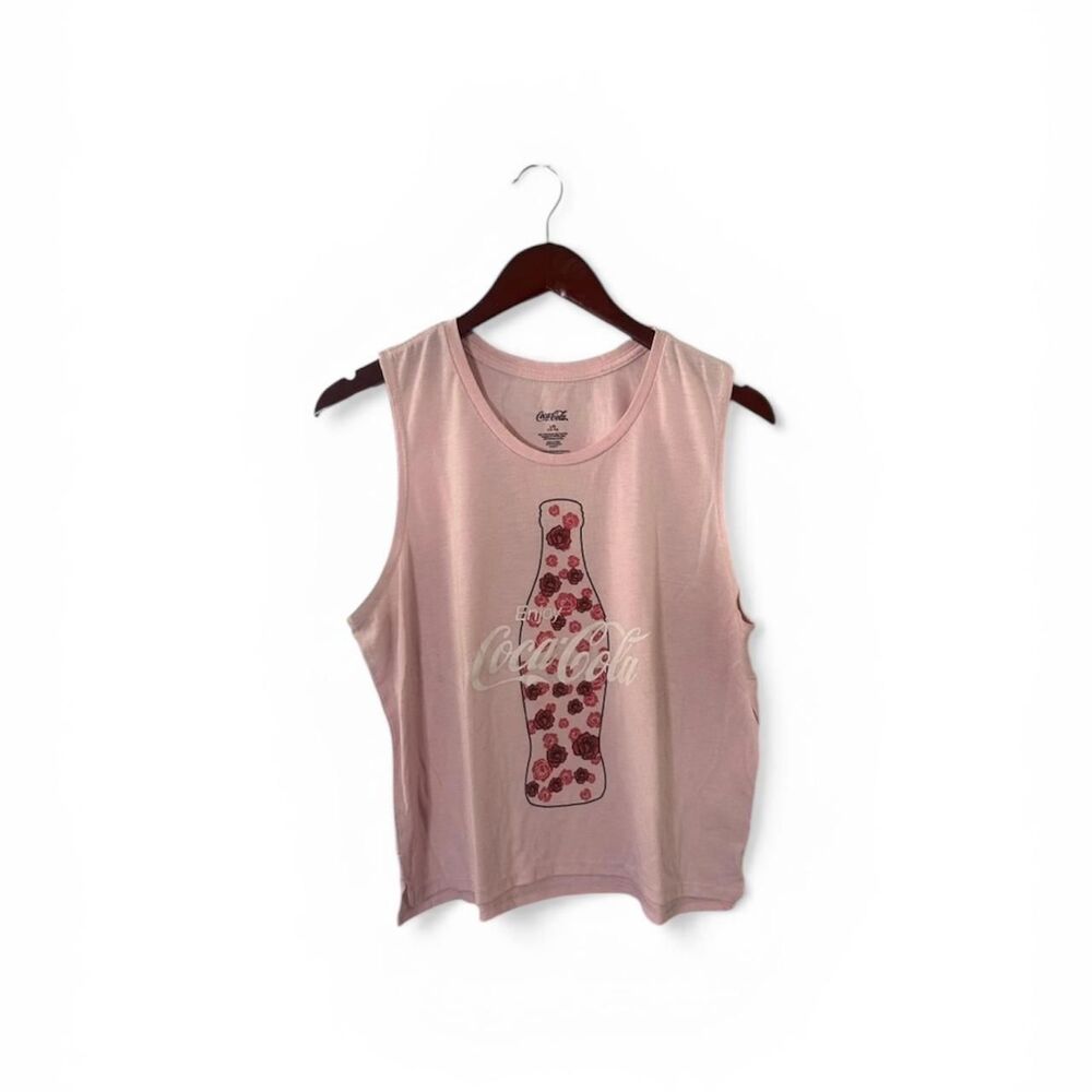 Coca Cola Y2K Pink Graphic T-Shirt Tank Top Large